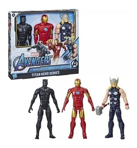 Figuras Marvel Avengers X 3 Muñecos Black Panther Ironman Thor Hasbro