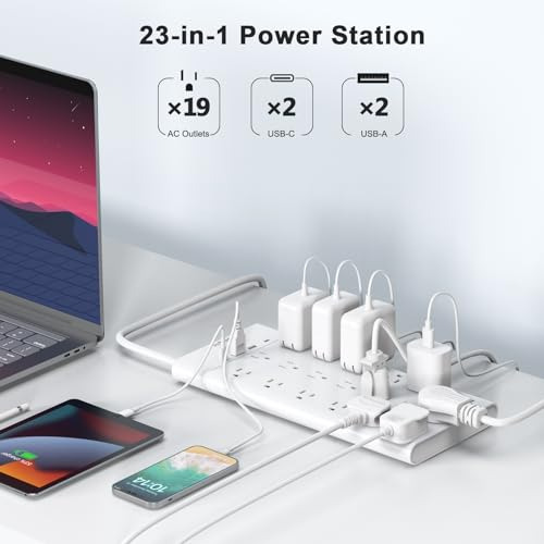 Protector Sobretensiones 19 Tomas, 4 Usb, Cable 6 Pies 1875w