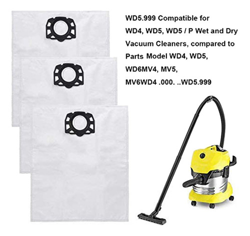 12 Bolsas De Aspiradora Y 1 Filtro Plano Plisado For Wd4, W