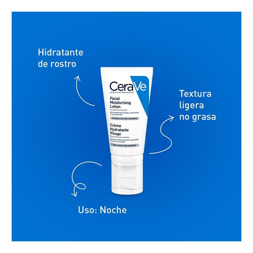Imagen 3 de 10 de Loción Hidratante de Rostro CeraVe noche para piel normal a seca de 52mL