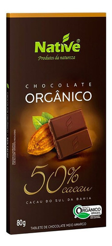 Chocolate Orgânico 50% Cacau Native 80g