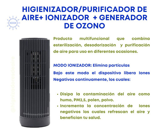 Imagen 2 de 8 de Purificador De Aire Dual: Ioniza El Aire + Genera Ozono