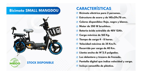 Bicimoto Eléctrica Mod Mg Watts 350 Negra Bat Extraible