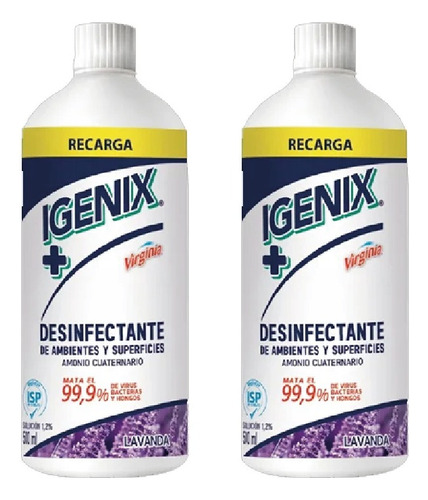 Aromatizador/limpiador Superfies  X2 Recarga Igenix 500ml