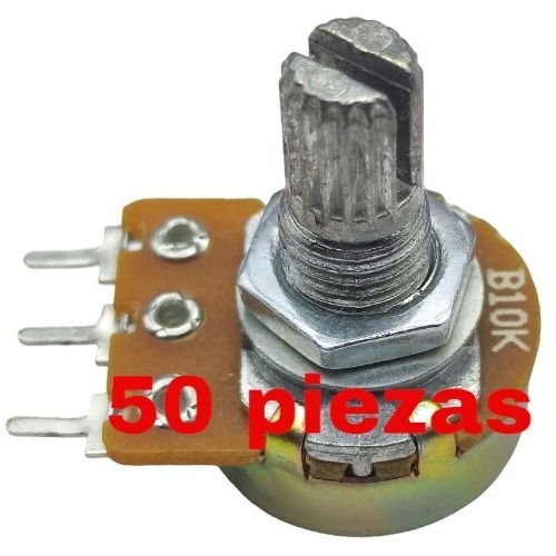 Potenciometro Mini B10k 3 Pin 15mm Carbon Rotativo 50 Piezas