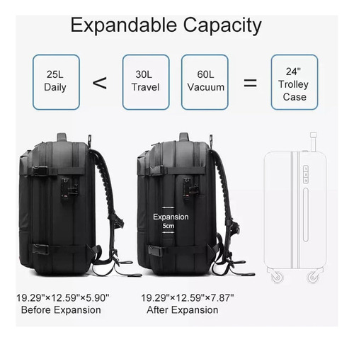 V 60l Mochila Expandible,mochila De Compresión Al Aspiradora