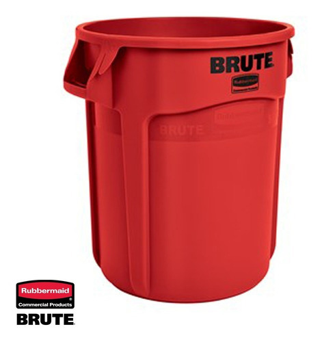 Rubbermaid® Cesto Bote De Basura Brute®, 208 Litros C/ Asas Color Rojo