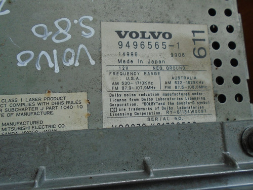 Imagen 3 de 5 de Vendo Radio De Volvo S80, Año 2000, # 9496565-1