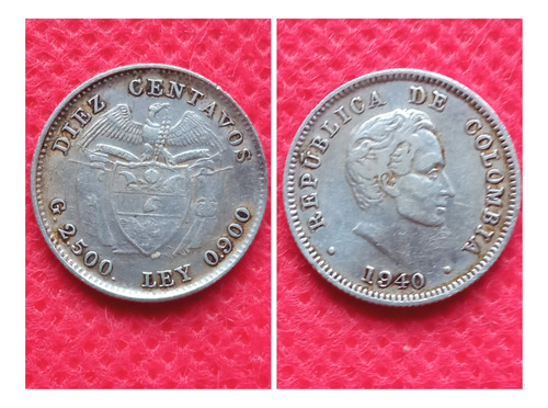 Moneda 10 Centavos, Plata. 1940.