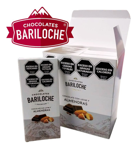 Chocolate Leche Bariloche Con Almendras Caja 10x100g Premium