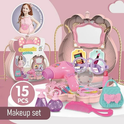 Set De Cosmético Juguete 2 En 1 Con Espejo, Luz Y Accesorios