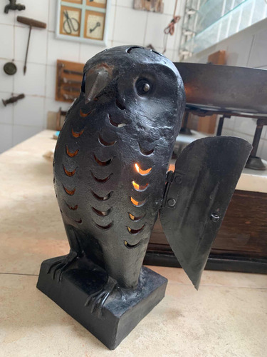 Decorativa Figura De Búho En Hierro Forjado