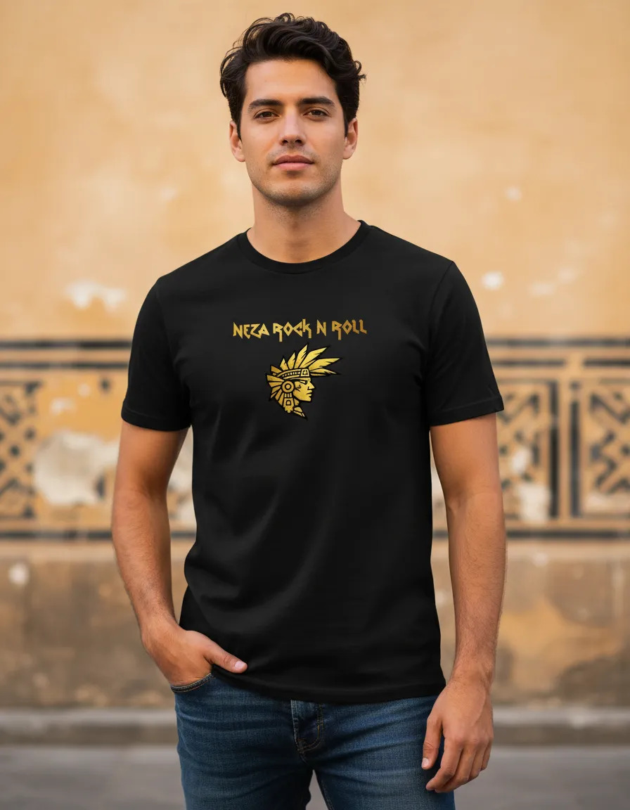 Playera Nezarock - Logo Aztec Original Manga Corta