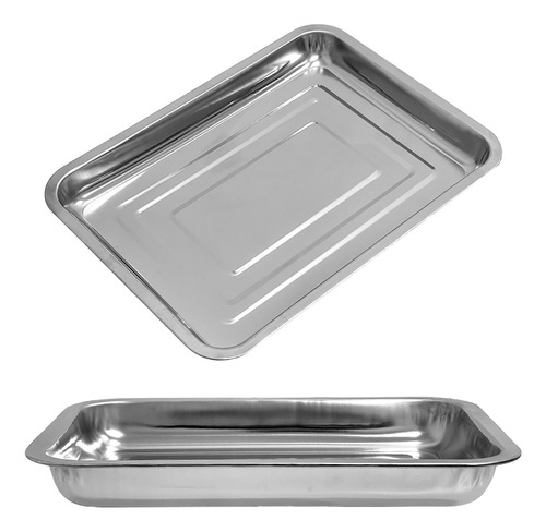 Asadera Fuente Bandeja Chica Rectangular Acero Inox 44x35cm