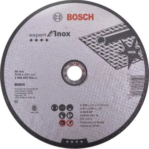 Disco Corte 230x2mm Gr30 Furo 22,23 - 2608600522 - Bosch