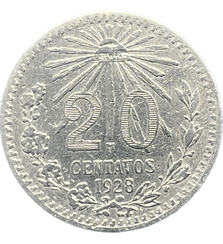 Moneda 20 Centavos Resplandor 1928