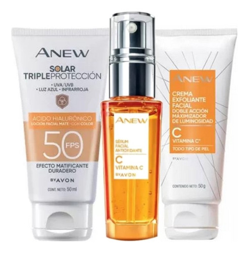 Kit Anew Vitamina C + Protector + Exfoliante Avon