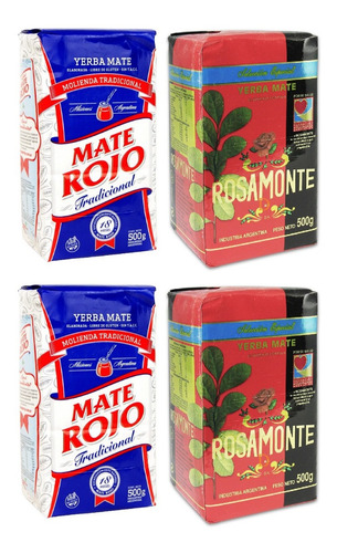 4 Erva Mate Argentina: Mate Rojo + Rosamonte Especial