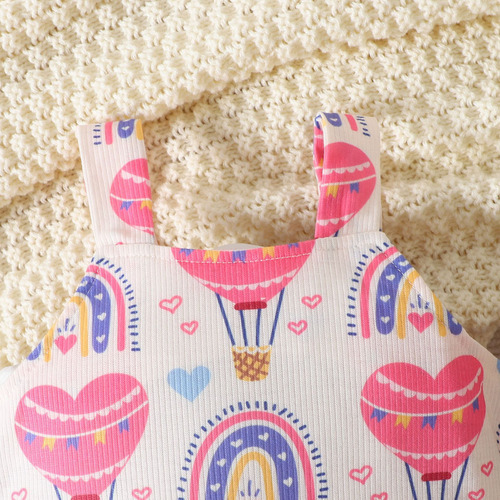 Mono A La Moda Para Niñas Con Estampado De Corazones Dulces