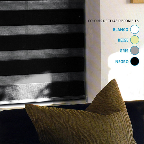Cortina Roller Zebra Palmer 120x120 Cm Opaca Y Translúcida Negro