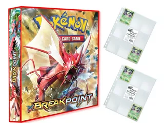 Álbum Pasta Fichário Pokemon + 20 Folhas Break Point