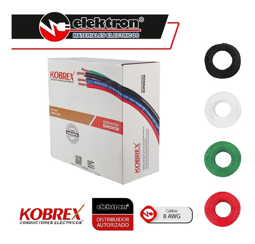 Imagen 2 de 7 de Caja 100 Mts Cable Verde Cal 8 Awg Kobrex Vinikob 100% Cobre