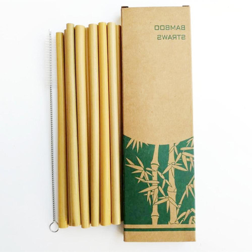 Imagen 1 de 3 de Paquete De 150 Popotes De Bambú Ecológicos C/30 Cepillos