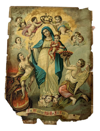 La Madre Santísima De La Luz Grabado Antiguo Color León, Gto (Usado)