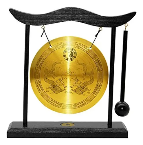 Hooshing Zen Art Brass Feng Shui Desktop Gong With Stand Asi