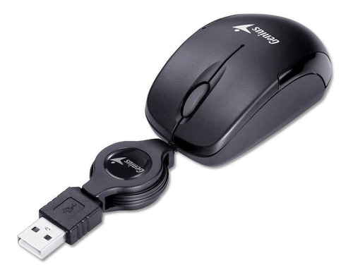 Mouse Mini Genius Retractil Usb Negro Micro Travelers V2