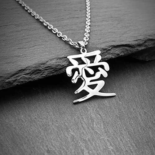 Wchama Love Kanji Collar Japonés Para Hombres Mujeres Cadena