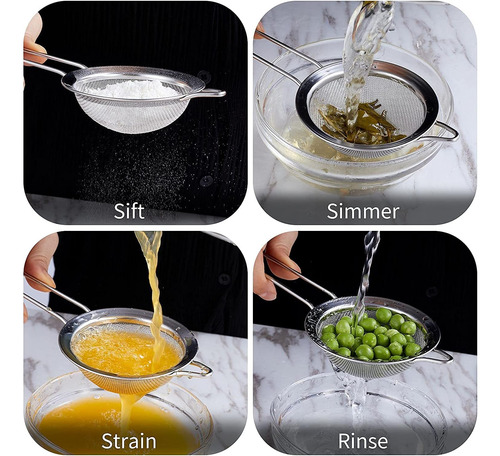Colador Acero Inoxidable Multiuso Repostería Cocina*3pcs