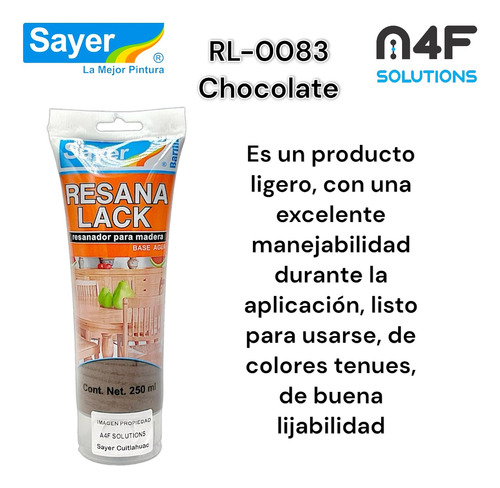Sayer Resanalack Para Madera Base Agua Chocolate (250ml) 5pz