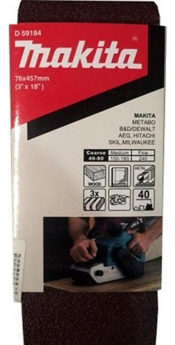 Pack 3 Lijas De Banda 3''x18'' (76x457mm) - Makita Cantidad De Granos 40
