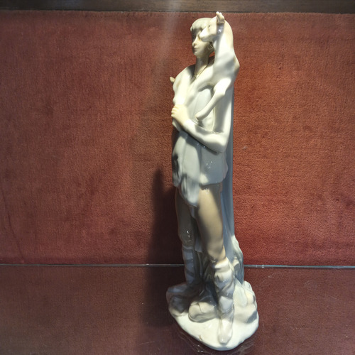 Estatuilla De Porcelana Antigua Lladro Figura Pastor C Cabra Celeste Blanco Marrón Claro (Usado)