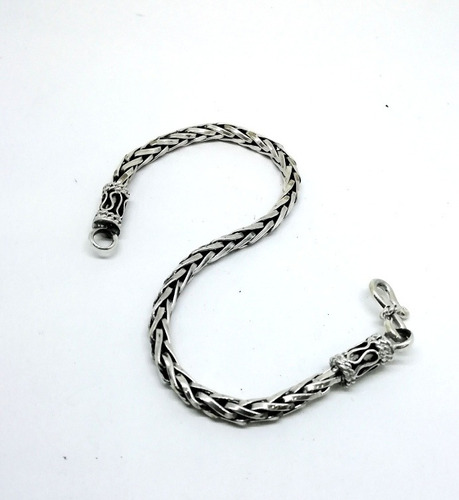 Pulsera Tejida Escarchada Plata Maciza Ley. 925 