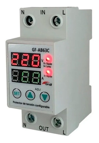 Imagen 2 de 7 de Protector Tensión Mono Seteable 63a Voltimetro Amperimetro