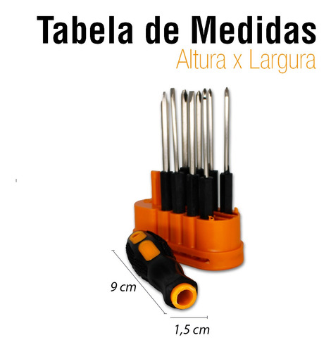 Imagem 6 de 6 de Chave De Fenda Kit Com 10 Pçs 4 Philips E 4 Fenda Com Estojo