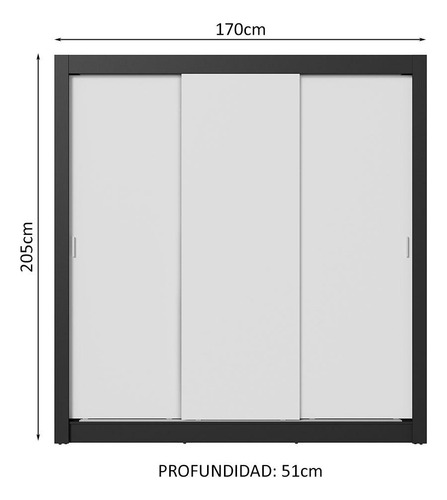 Ropero Closet Madesa 3 Puertas Nb 02 Color Negro/blanco