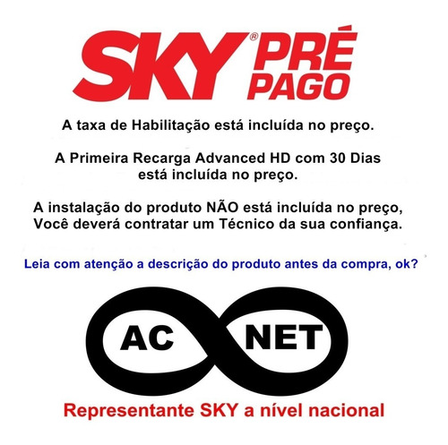 Sky Pre Pago Com Gravador + 30 Dias Da Recarga Top Preto