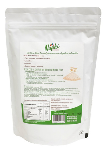 Imagen 6 de 6 de 2 Pack. Harina De Coco Nupki 400g · Organica · Sin Gluten