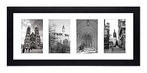 Golden State Art, 8x20 Black Photo Wood Collage Frame Con Pa