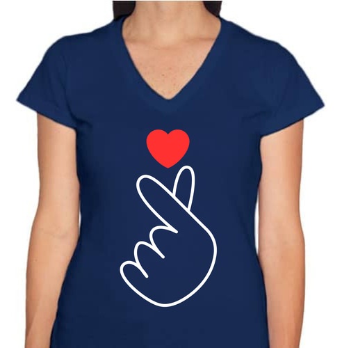 Playera Moda Coreana -corazón De Dedo Coreana