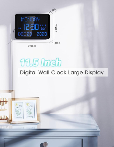 Reloj De Pared Digital, Calendario Con Pantalla Extra Gra...