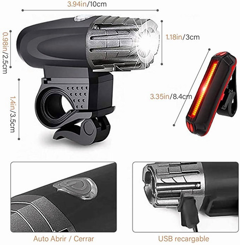 Luces Bicicleta Delantera Y Trasera, Linternaipx5 Impermeabl