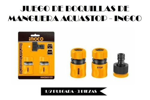 Juego De Boquillas De Manguera Aquastop - 3pzs 1/2pul- Ingco