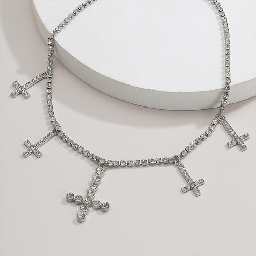 F Gargantilla Cruces Colgantes Diamantes Imitación De Diseño