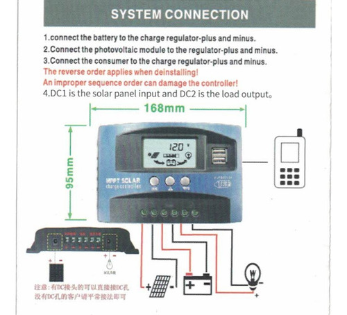 Controlador De Carga Solar Mppt Pantalla Lcd 12v / 24v Dual