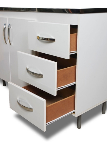 Imagen 4 de 10 de Combo Mueble De Cocina Bajomesada + Alacena Blanco Blanco