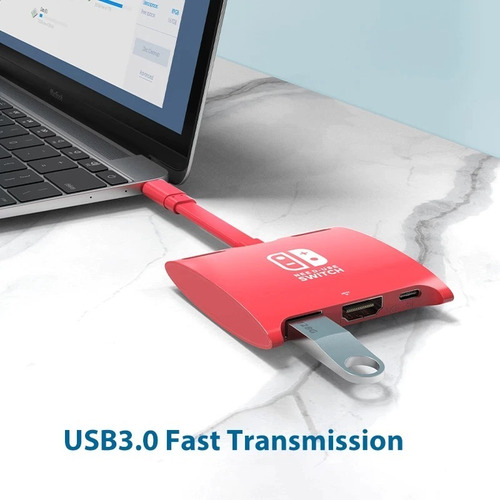 Imagen 2 de 6 de Adaptador Hub Video Para Nintendo Switch 4k 60hz Usb C Hdmi